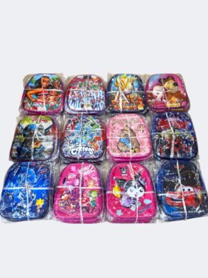 Mochila 12 pulgadas 1 cierre 123A varios personajes (1) // Cod. 7801082101236