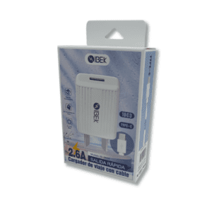 Cargador IBEK Tipo C 2.6A IB-2604 // Cod. 7790839912065