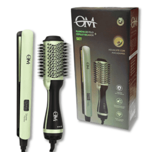 Set Plancha de Pelo + Cepillo Secador OM Profesional 2 en 1 // Cod. 6920240125520