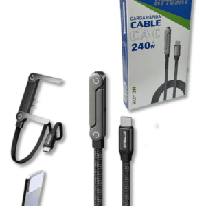 Cable USB-C a USB-C Hytoshy HC-02 de Carga Rápida con Soporte Plegable // Cod. 7895515654113