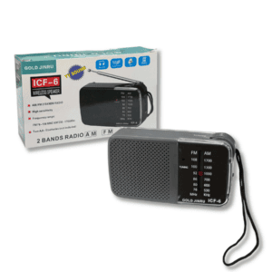 Radio Portátil Gold Jinru ICF-6 AM/FM Analógica a Pilas // Cod. 8518766700062